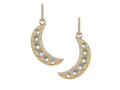 18kt yellow gold Crescent moon earring with 3 cts moonstone and .4 cts diamonds. Available in white, yellow, or rose gold.
